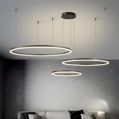 Offerta a tempo: Lampadario moderno a LED fai da te, illuminazione a sospensione a LED circolare in metallo e acrilico, telecomando, dimmerabile, lampada a sospensione rotonda for soggiorno e camera da letto.(Black,B- - 0.00% da 184.00 € a 184.00 €