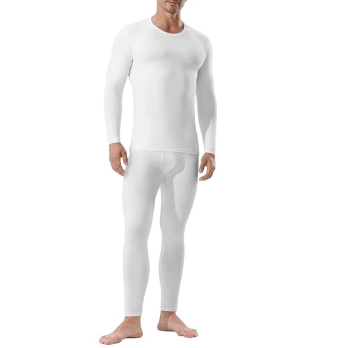 Oferta limitada: Channo Ropa Interior Térmica para Hombre: Camiseta Manga Larga y Pantalones Térmicos - Ideal para Correr y Esquiar Blanco XXL de 24.99 EUR a 14.99 EUR (ahorro 40%)