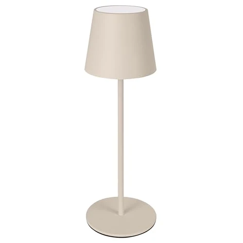 Majestic AGATA Lampe de table LED sans fil rechargeable, longue durée de vie, variateur tactile, lumière chaude et naturelle, pour intérieur et extérieur IP54, H37 cm, sable