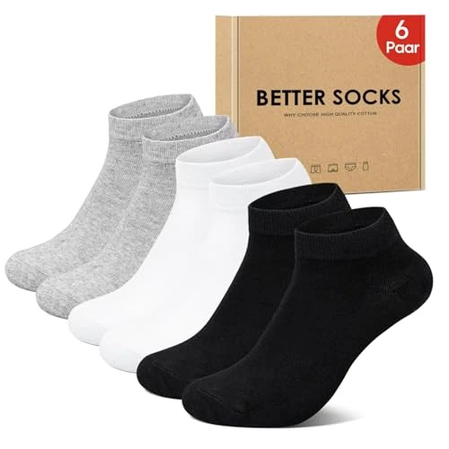 Zeitlich begrenztes Angebot: IceReco 6 Paar Herren Socken 43-46 Kurz Sneaker Socken Damen Weiß Schwarz Sneakersocken Herrensocken Damensocken Baumwolle Kurze Sport Halbsocken Grau Sportsocken Sommer Running Laufsocken von 24.99 € auf 8.99 € (64.03% Rabatt