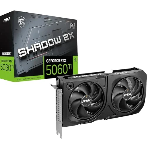 Offerta a tempo: msi NVIDIA GeForce RTX 5060 Ti 16G Shadow 2X OC Plus Scheda grafica - 16 GB GDDR7 (28 Gbps/bus a 192 bit), interfaccia PCIe 5.0, include uscite video HDMI 2.1b e DisplayPort 2.1b - 0.00% da 749.99 € a 749.99 €