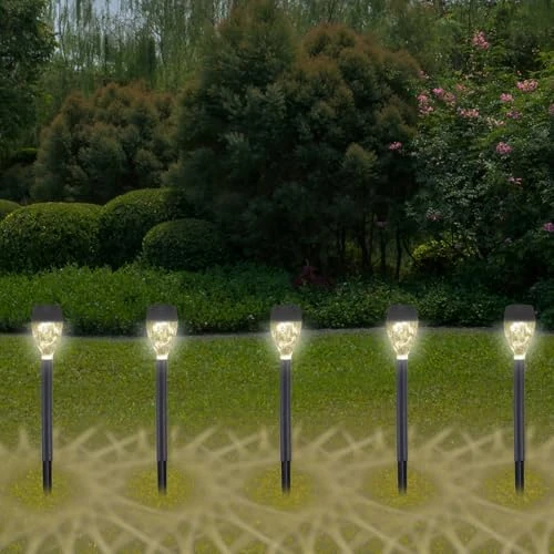 BEPER P207ILO050 Set of 5 Solar Garden Lights, Garden and Outdoor Lamps with LED, Solar Powered Outdoor Step Lights, Lamps with Spike, IP44, Automatic Charging