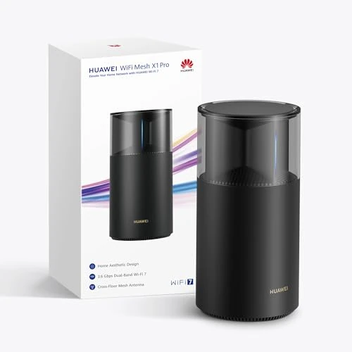 Offerta a tempo: HUAWEI WiFi Mesh Router X1 Pro, Wi-Fi 7 Dual-band a 3,6 Gbps, Antenna Cross-Floor Mesh, 4 Porte 2,5 GE, Design Estetico della Casa, Controllo Parentale, 30 Mesi di Garanzia, Giochi, Esclusiva Amazon - 9% da 109.99 € a 99.99 €