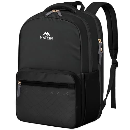 MATEIN Leichter Schulrucksack Teenager Jungen, 15,6 Zoll Laptop Rucksack Damen, Wasserdicht Schulrucksack mit Laptopfach, Robuster Rucksack für Jungen, Mädchen, Teenager, Back to School, Schwarz