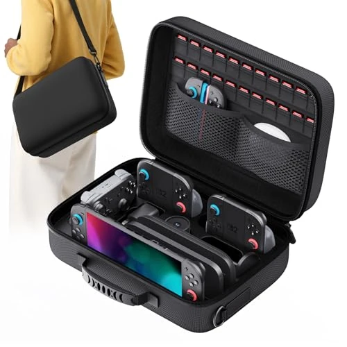 Offerta a tempo: Lmcpa Custodia di Trasporto compatibile con Nintendo Switch 2,Custodia da Viaggio Rigida e Protettiva con 22 Alloggiamenti per Schede di Gioco, Borsa Capiente Antipolvere per Accessori Switch 2, Nero - 40% da 19.99 € a 11.91 €