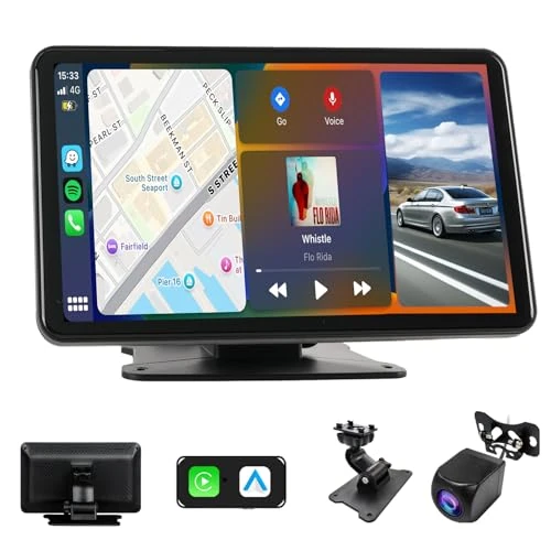 Haudio Portable Carplay Screen for Car,for Wireless Carplay & Android Auto,7" HD Touch Screen Portable Navigation Radio Vedio Player with Bluetooth WiFi,Live Navigation,Voice Control,Mirror Link