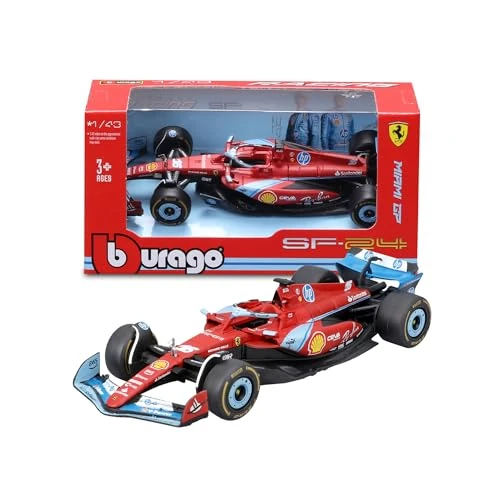 Limited offer: Bburago Formula 1 Ferrari SF-24 Miami Version (2024): 1:43 Scale Model Car by Driver #16 Charles Leclerc, Window Box, 14 cm, Red/Blue (18-36844L1) from 14.99 EUR to 14.99 EUR (save 0%)