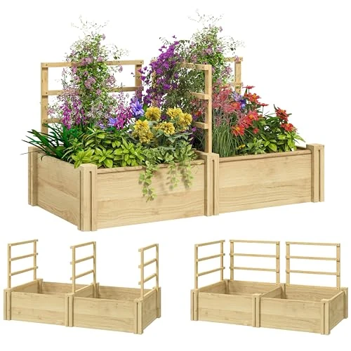 Offerta a tempo: Outsunny Letto per Orto Rialzato da Esterno 119x62.5x64 cm Color Legno - 49% da 61.95 € a 31.32 €