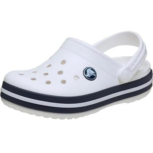 Crocs Crocband Zueco, Blanco/Azul Marino, 1 UK, Blanco/Azul Marino, 32/33 EU