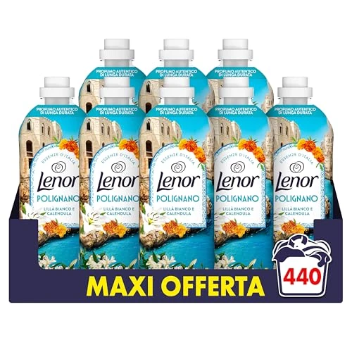 Offerta a tempo: Lenor Ammorbidente Concentrato Essenze d’Italia, 440 Lavaggi (8x55), Polignano, Note di Lillà e Calendula, Profumo autentico di lunga durata - 40% da 47.99 € a 28.99 €