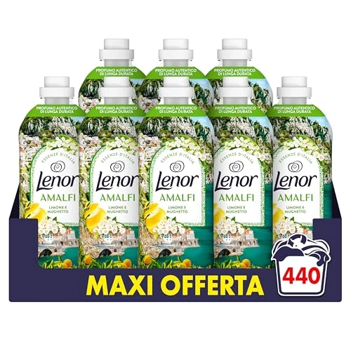 Offerta a tempo: Lenor Ammorbidente Lavatrice Concentrato Essenze d’Italia, 440 Lavaggi (8x55), Amalfi, Note Di Limone e Mughetto, Profumo autentico di lunga durata - 10% da 47.99 € a 43.19 €