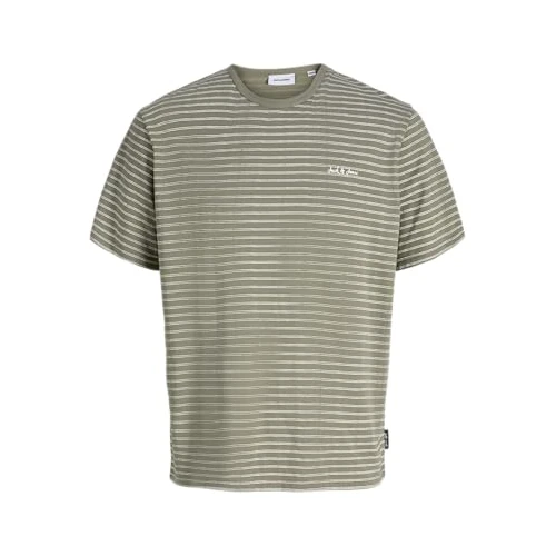 Offre limitée : JACK & JONES Jjdevin Daytona Striped Tee SS Crew Neck Shirt rayé à col Rond, Vétiver, XXL Hommes de 17.14 € à 11.49 € (33% de remise)
