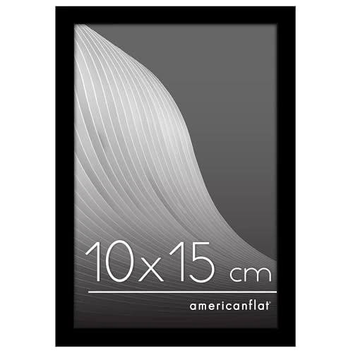 Americanflat Cornice 10x15 cm Nera - Cornice per Foto 15x10 cm con Bordo Sottile e Pannello Vetro Resistente agli Urti - Portafoto con Ganci e Cavalletto Integrati per Pareti e Ripiani