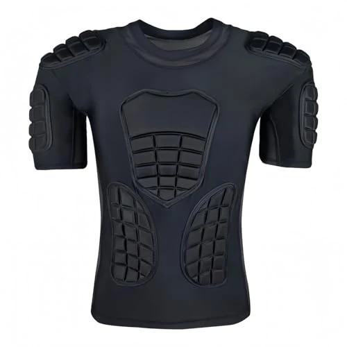 Tijdelijke aanbieding: Topeter Gevoerd voetbalshirt voor heren, met borst, rib, rug, schoudervullingen, impactbescherming shirts voor rugby, honkbal, Zwart, XL van 220.85 € naar 220.85 € (0.00% korting)