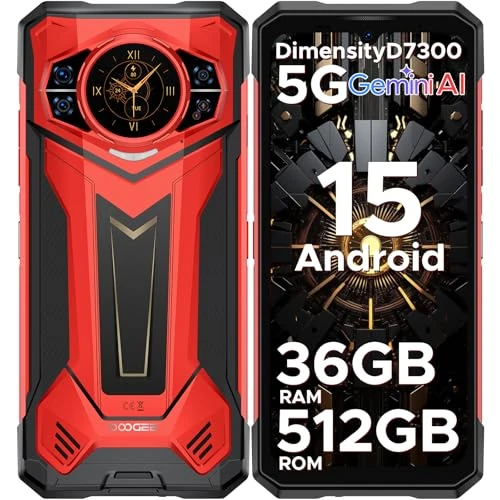 DOOGEE S200 Plus Rugged Smartphone 5G Android 15, 36 GB (16 + 20) + 512 GB, 6,72 Zoll FHD+1,32 Zoll AMOLED Rear Display, Dimensity 7300 4 nm unzerstörbares Telefon, 11000 mAh, 100 MP + 32 MP + 20 MP