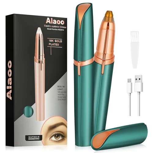 Offerta a tempo: Alaoo Epilatore Viso Donna, Rasoio per Sopracciglia Indolore,Verde - 34% da 12.99 € a 8.59 €