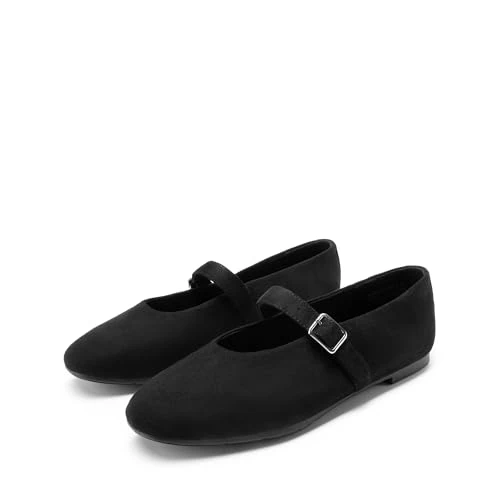 Offerta a tempo: DREAM PAIRS Mary Jane Ballerine con Punta Tonda da Donna Eleganti Comode e Casual Slip-on Scarpe con Fibbia,Size 36.5,Camoscio-Nero,DWUMFA2551 - 38% da 28.99 € a 17.99 €
