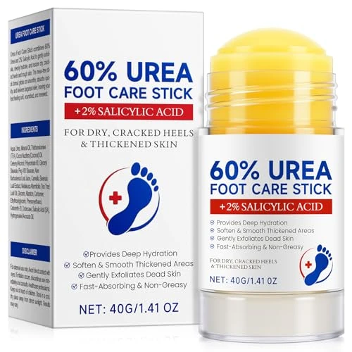 Urea Foot Care Stick, Urea Foot Cream Moisturizer for Dry, Cracked Heels & Thickened Skin, Hydrates & Nourish Foot Care for Softens Skin Exfoliates Dead Skin, Fast Absorbing & Non-Greasy, 40g