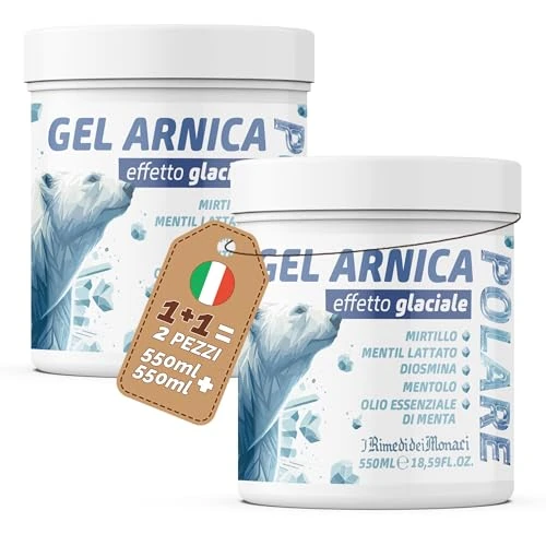Offerta a tempo: Gel Arnica Polare 2x550 ml - Effetto Glaciale con 5% di Mentolo, Diosmina e Olio di Menta - Allevia Muscoli Affaticati e Gambe Stanche - Made in Italy - 19% da 36.99 € a 29.99 €