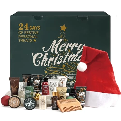 Beperkte aanbieding: BODY & EARTH 2025 Adventskalender voor mannen, cadeauset met 24 badsets, verzorgingsset voor mannen, bevat verschillende doucheschuimen, baardolie, lichaamscrubs, wellnessgeschenken van 25.49 EUR naar 25.49 EUR (besparing 0%)