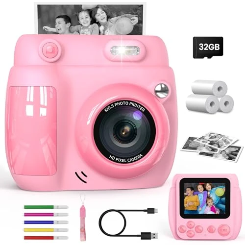 Oferta limitada: Gofunly Camara Fotos Infantil Instantanea, 2,4 Pulgada 1080P Camara Fotos Infantil con Tarjeta de 32GB y Papel Fotografia, Juguete Cámara Instantánea Regalos para Niños y Niñas de 3-10 Años (Rosa) de 45.98 EUR a 45.98 EUR (ahorro 0%)