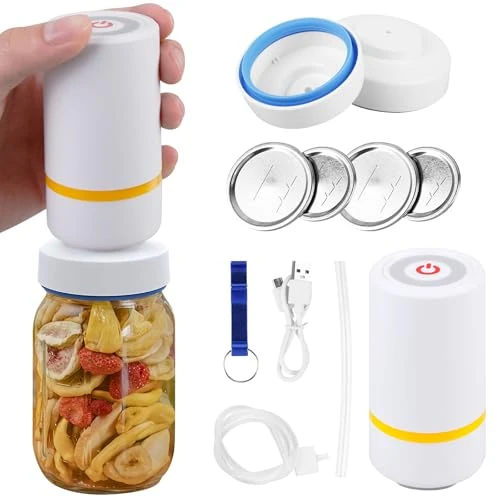 Offerta a tempo: Set di barattoli di vetro elettrico per sottovuoto larghezza e apertura normale, macchina sottovuoto per barattoli con apribottiglie, macchina per sottovuoto per conservare e fermentare gli alimenti - 25% da 15.89 € a 11.89 €