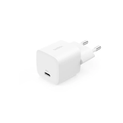 Belkin Chargeur Secteur USB-C (25 W, Prise USB-C pour Smartphone, PD 3.0 avec PPS, pour Apple iPhone 16 Serie, iPad Pro, Samsung Galaxy S25, Pixel 9, Nintendo Switch, etc., Blanc)