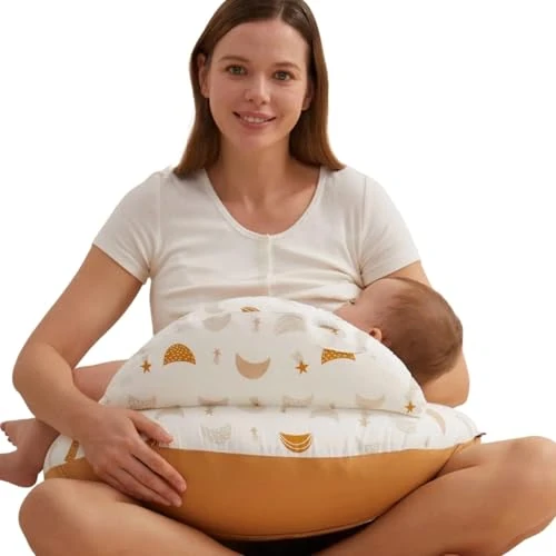 Offerta a tempo: momcozy Cuscino per allattamento con bordo di sicurezza – Cuscino ergonomico per allattamento e stoccaggio con cinghia regolabile e fodera in cotone rimovibile, pioggia di meteoriti - 22% da 49.99 € a 38.95 €