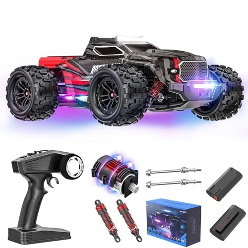 Oferta ograniczona: EUARY Zdalnie sterowany samochód 1:12 ze światłami, 48 km/h, bezszczotkowy silnik RC, offroad, hobby, grade Monster Crawler z 2 akumulatorami, czas pracy 45 minut, dla dorosłych, dzieci z 139.99 EUR na 79.99 EUR (znizka 43%)