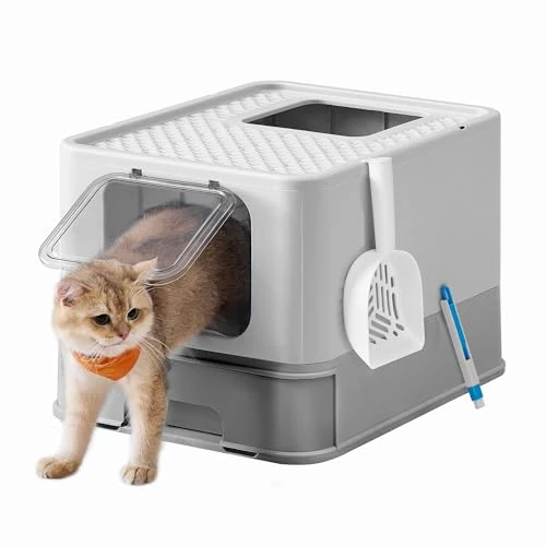 Zeitlich begrenztes Angebot: Feandrea Katzenklo, Katzentoilette, mit Deckel, ausziehbares Tablett, Schaufel, Bürste, für Katzen bis 15 kg, weniger Spuren, auslaufsicherer Boden, hellgrau-Taubengrau PPT001GD03 von 37.99 € auf 37.99 € (0.00% Rabatt)