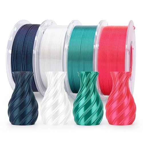ELEGOO Pack de 4 Bobines de Filament PLA Soie 250g 1,75 mm, 4 Couleurs de Filaments pour Imprimante 3D Précision Dimensionnelle +/- 0,02 mm, 4 Bobines de 250g, Multicolore 3