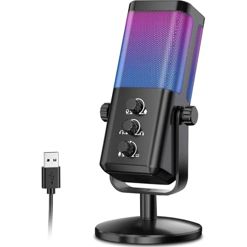 FAYAZ RGB Gaming-Mikrofon | Desktop-USB-Mikrofon für Computer, Mobiltelefone & Live-Aufnahmen