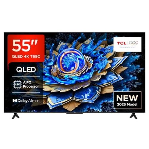 Begrenztes Angebot: TCL 55T69C 55 Zoll QLED, Direct LED TV, 4K HDR TV, Smart Google TV (Dolby Vision & Atmos, Motion Clarity, Kompatibel mit Google Assistant & Alexa) von 498.57 EUR auf 349.00 EUR (Rabatt 30%)