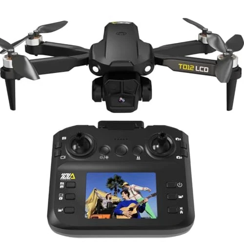 Toladrone TD12LCD Drohne mit Kamera für Erwachsene, Bürstenloser Motor Drohnen mit LCD-Bildschirm Echtzeitübertragung Faltbarer Quadcopter Drone für Anfänger
