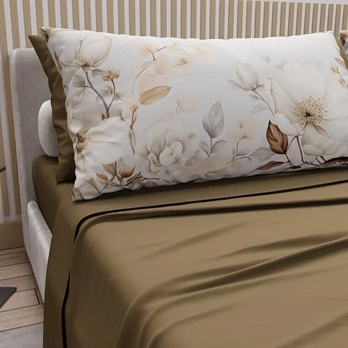 Offre limitée : PETTI Artigiani Italiani - Parure de Draps en Coton pour Lit 1 Place et Demi Française avec Taies d'oreiller et Drap Housse 140x200, Motif Floral 18 Boue, 100% Fabriqué en Italie de 39.90 € à 39.90 € (0.00% de remise)