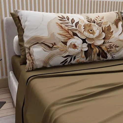 Zeitlich begrenztes Angebot: PETTI Artigiani Italiani - Bettwäsche aus Baumwolle mit Kissenbezügen mit Digitaldruck, Bettlaken für französisches Bett, Bettwäsche-Set mit Blumenmuster, Taupe, 100% Made in Italy von 41.61 € auf 41.61 € (0.00% Rabatt)