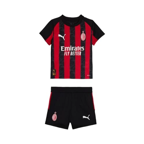 A.C. Milan Minikit Course Home Saison 2025/2026 Ensemble T-Shirt et Short de Football, Produit Officiel, Enfant, 3 Mois