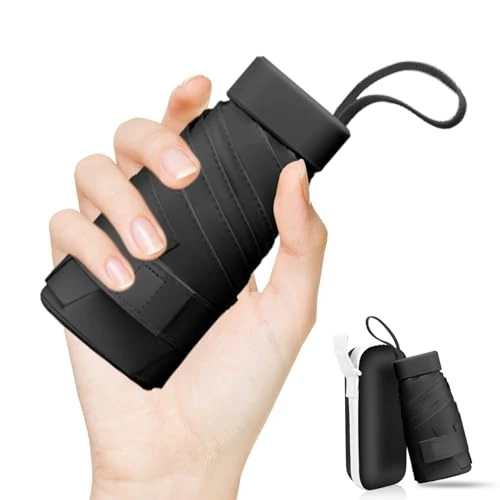 LENDOO Mini Umbrella, Mini Travel Folding Umbrella, 6 Ribs, Pocket Umbrellas with Case UPF 50+ Sun Protection and Rain Protection, Compact Design for Commuters, Boys and Girls