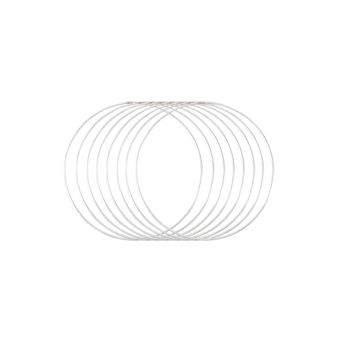 Vaessen Creative Aro de Metal Círculo Ø 20 cm x 3 mm-Anillo Metalico Blanco para Atrapasueños, Manualidades y Macramé-8 Unidades, 20 x 20 x 0,03 cm