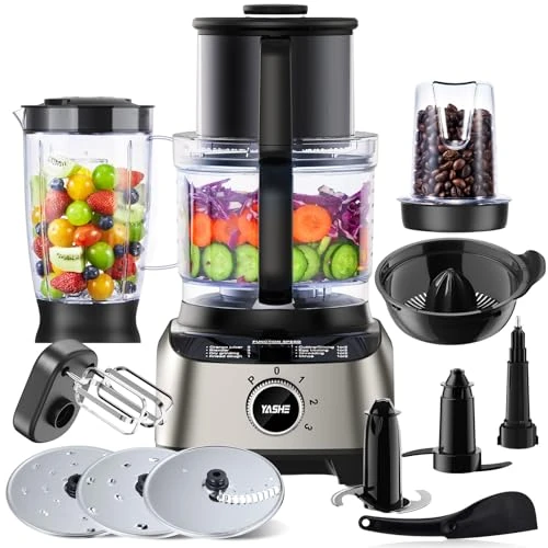 Offerta a tempo: YASHE Robot da Cucina Multifunzione – Frullatore, Impastatrice, Tritatutto, Spremiagrumi, Macchina per Impastare con Ciotola da 2,5L e Caraffa Frullatore da 1,5L, 3 Velocità con Funzione Pulse - 0.00% da 119.99 € a 119.99 €