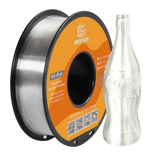GEEETECH Transparant PLA, HS PLA-filament 1,75 mm, High Speed PLA voor 0-600 mm/s hogesnelheidsdruk, 1 spoel 1 kg