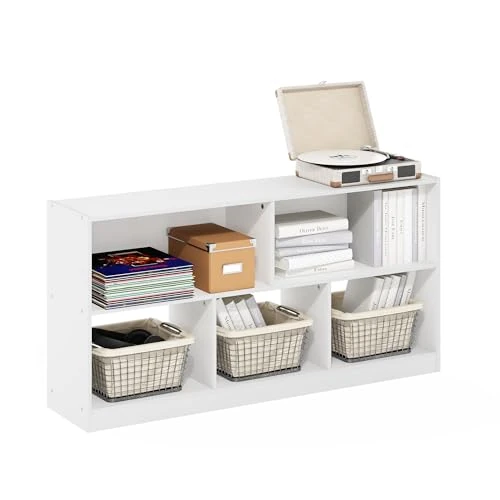 Limitiertes Angebot: Furinno Daly 5-Würfel Horizontal 2-stöckiges Bücherregal, Bücherregal, Aufbewahrungsorganisator, 47 Breite, Weiß von 80.99 EUR auf 80.99 EUR (Spare 0%)