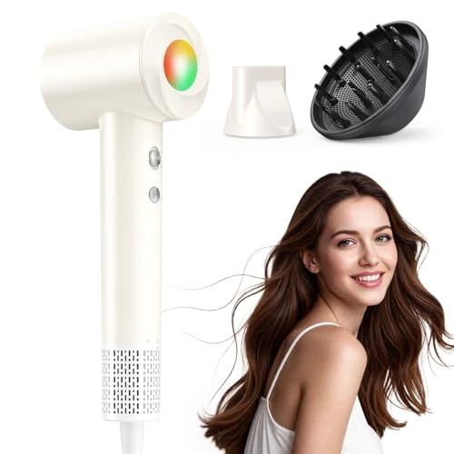 Begrenztes Angebot: Ionen Föhn mit Diffusor - Haartrockner Schnelles Trocknend 150.000 U/min, Fön mit 500 Mio. Negative Ionen, 8 Temperatur-Stufen mit LED, für Locken/Dicke Haare, Reisen, Zuhause, Salon, Beige von 54.14 EUR auf 54.14 EUR (Rabatt 0%)