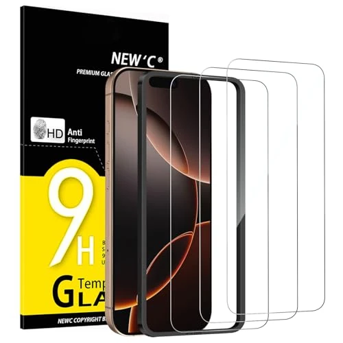 NEW'C 3 Stück für iPhone 17, 17 Pro, iPhone 16 Pro für Panzerglas (6,3 Zoll), Frei von Kratzern, 9H Härte, HD Displayschutzfolie, Ultra-klar, Ultrabeständig -Einfaches Installationswerkzeug enthalten