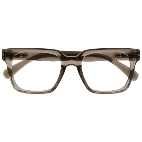 Offerta a tempo: OPULIZE ERA Occhiali luce blu donna e uomo - Occhiali da lettura Antiriflesso Antibagliore - Confezione da 1 - UV400 Occhiali per computer Oversize Rettangolare - Grigio Trasparente - +3,50 - 0.00% da 9.25 € a 9.25 €