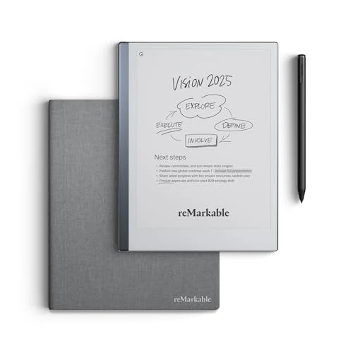 Offerta a tempo: reMarkable Pacchetto Avanzato 2 | Tablet a Inchiostro Elettronico - Display 10,3" Bianco e Nero + Pennino Marker Plus con Gomma Integrata + Custodia Book Folio Polimero Basalto - 20% da 619.00 € a 494.99 €