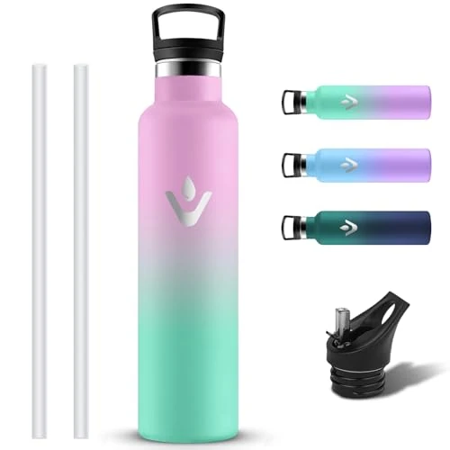 Offerta a tempo: Grsta Borraccia Termica, Borraccia 1 litro a Prova di Perdite, Borraccie Acciaio Inox, Riutilizzabile Borracce Termiche con Cannuccia, Bottiglia Termica Senza BPA per Bici, Trekking, Bicicletta - 0.00% da 21.99 € a 21.99 €
