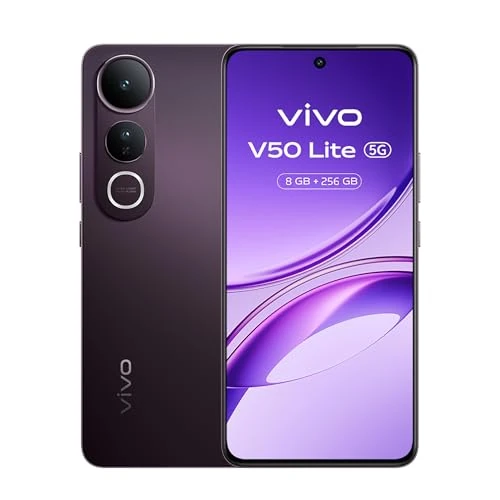 VIVO V50 Lite 5G, smartfon z systemem Android, 8 GB + 256 GB, wyświetlacz P-OLED o żywych kolorach 6,77" i 120 Hz, potrójny aparat 50 MP, bateria 6500 mAh, słuchawki TWS 3e + ładowarka