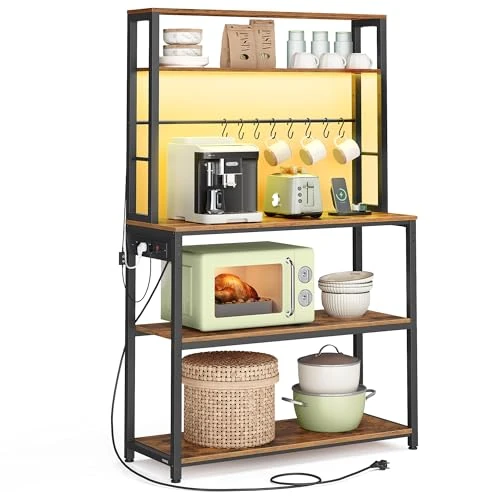 Offerta a tempo: VASAGLE Scaffale da Cucina con LED e Multipresa, 8 Ganci - 15% da 89.99 € a 76.49 €
