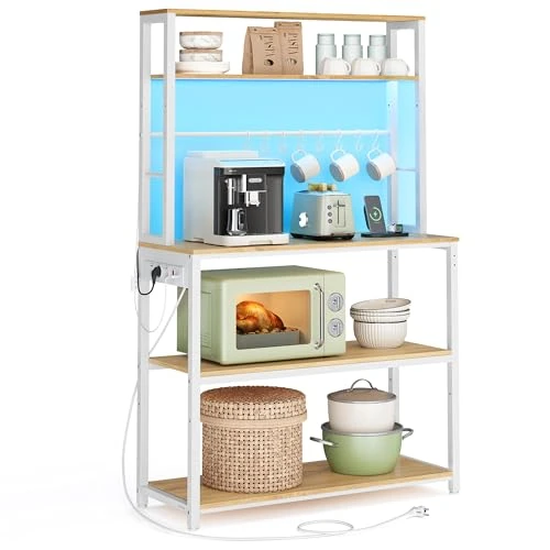 Offerta a tempo: VASAGLE Scaffale da Cucina con LED e Multipresa, 8 Ganci - 15% da 89.99 € a 76.49 €